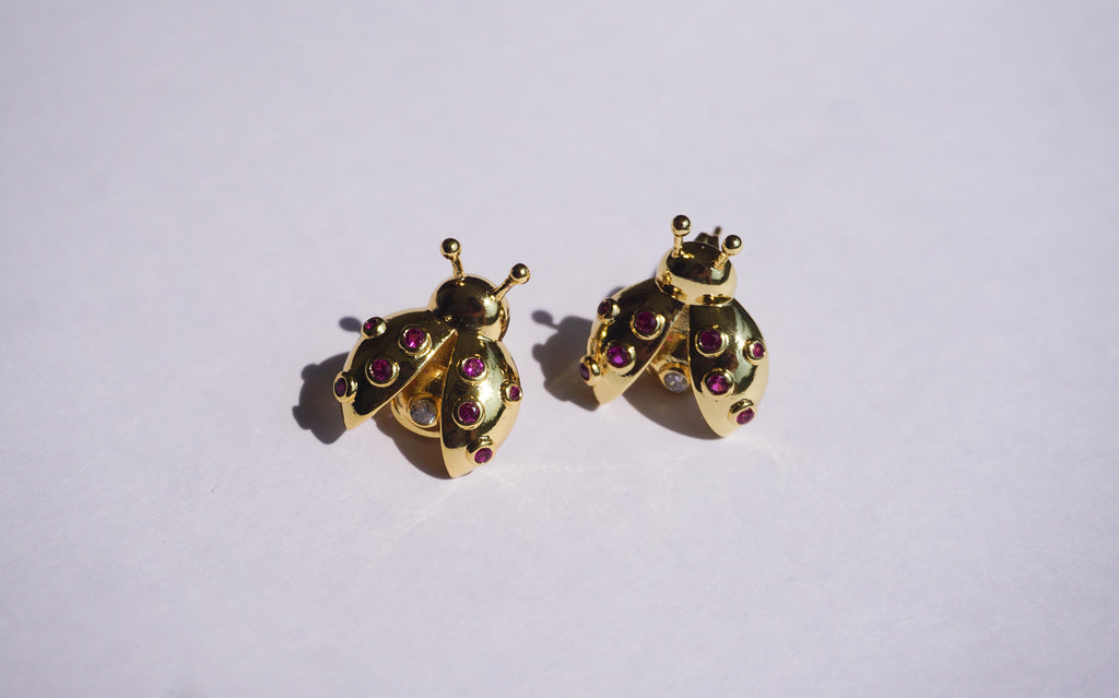Broquel insecto con zirconias rosas