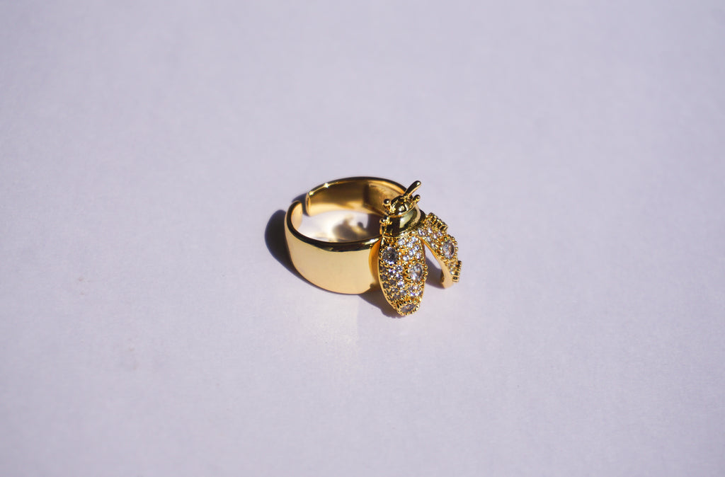 Anillo de chapa de oro ajustable de insecto