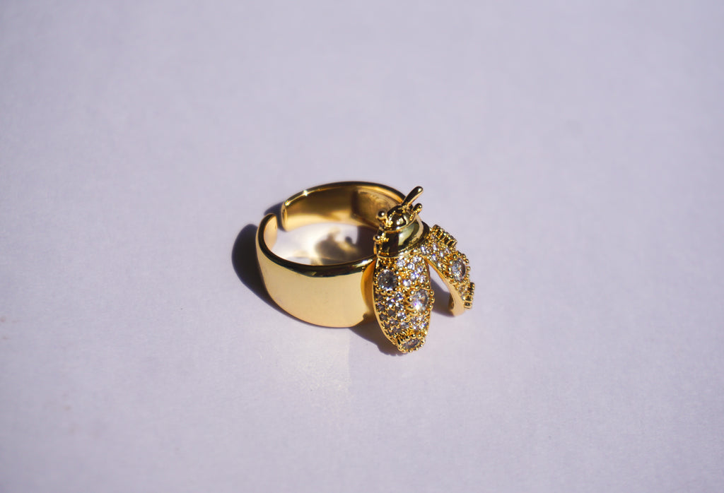Anillo de chapa de oro ajustable de insecto