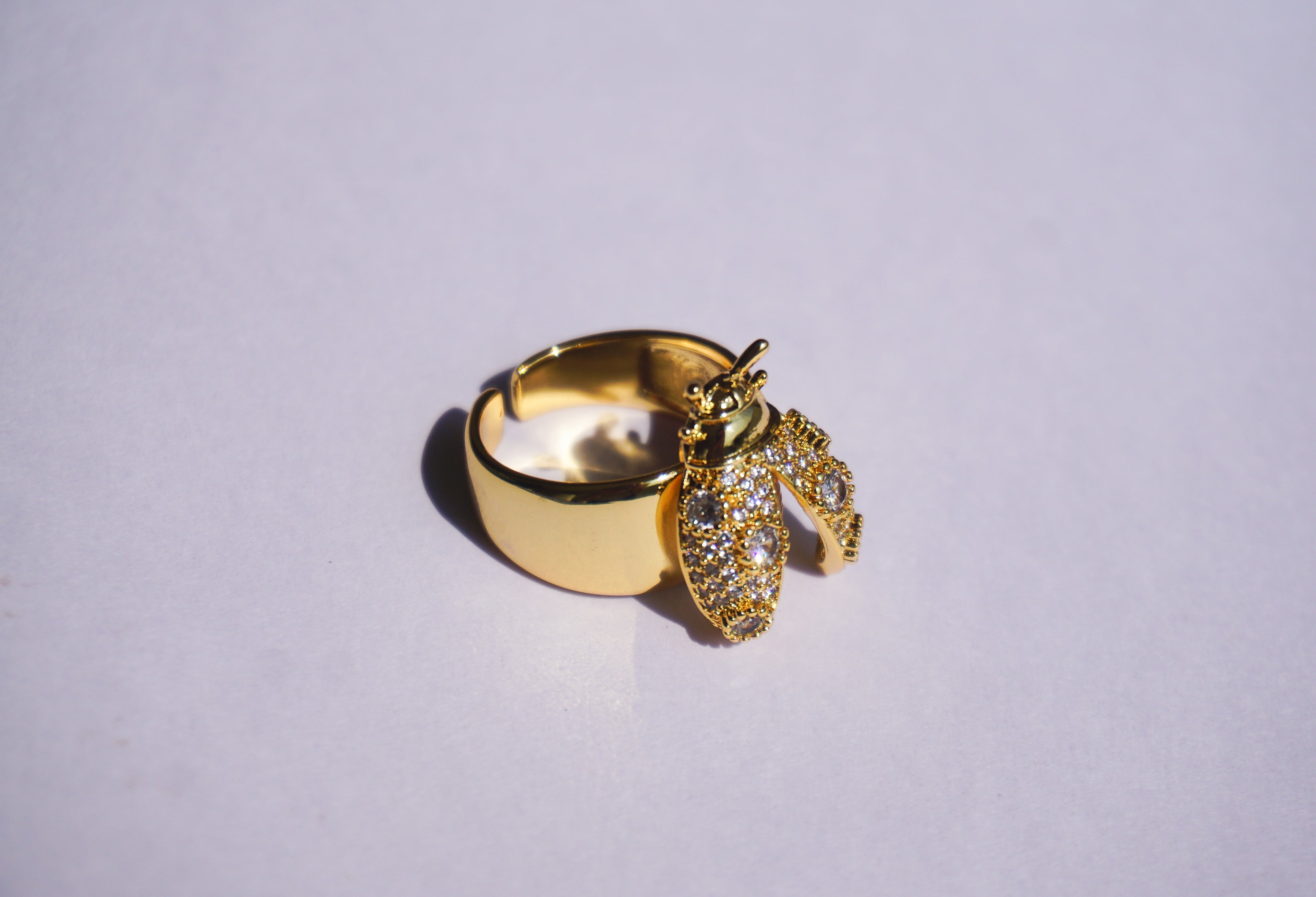 Anillo de chapa de oro ajustable de insecto