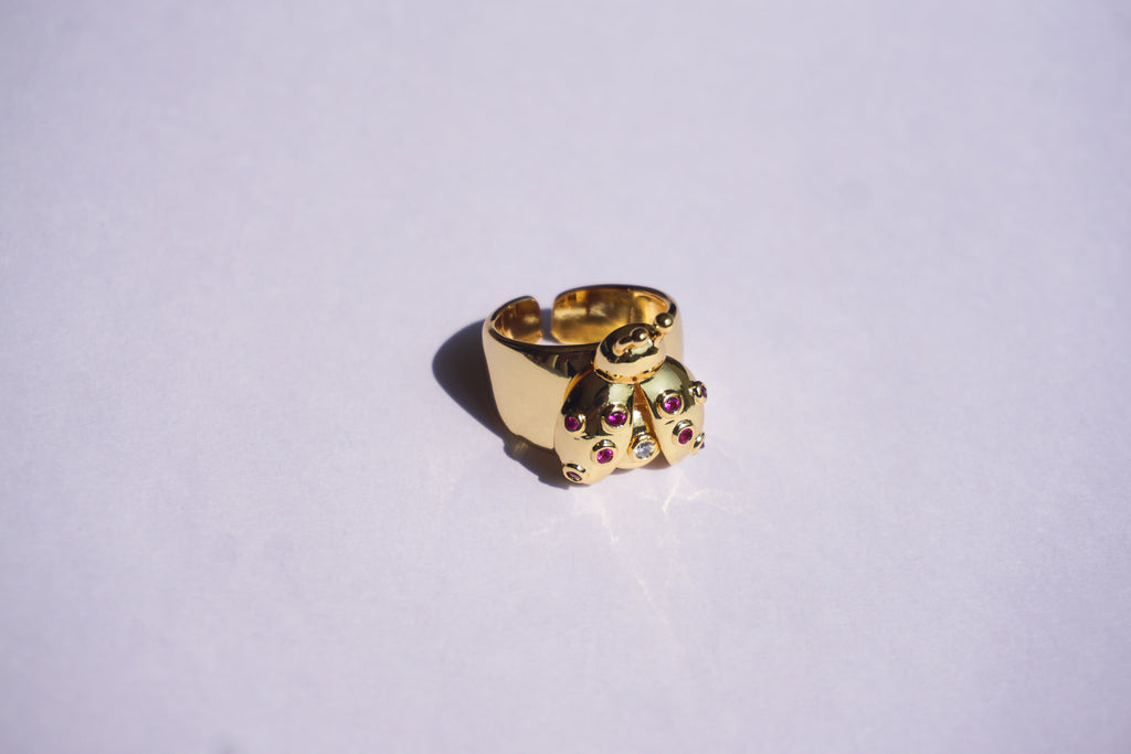 Anillo de chapa de oro ajustable de insecto