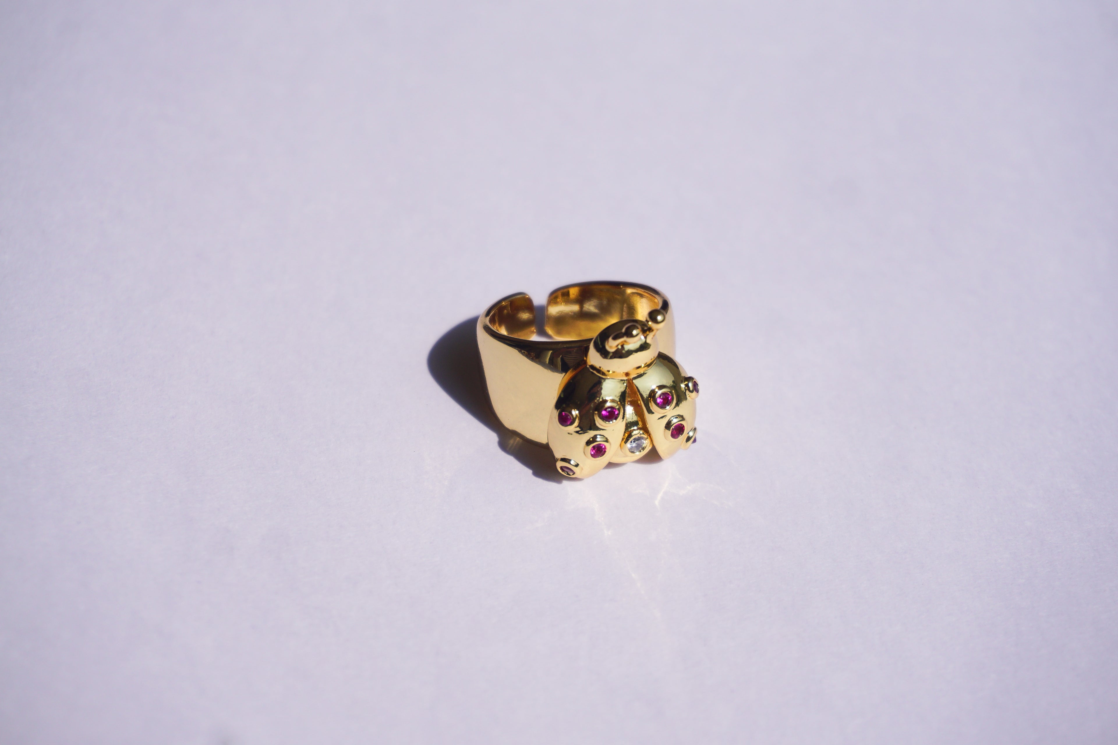 Anillo de chapa de oro ajustable de insecto