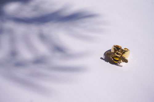 Anillo de chapa de oro ajustable de abejas