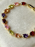 Pulsera tennis ovalada con zirconias multicolor
