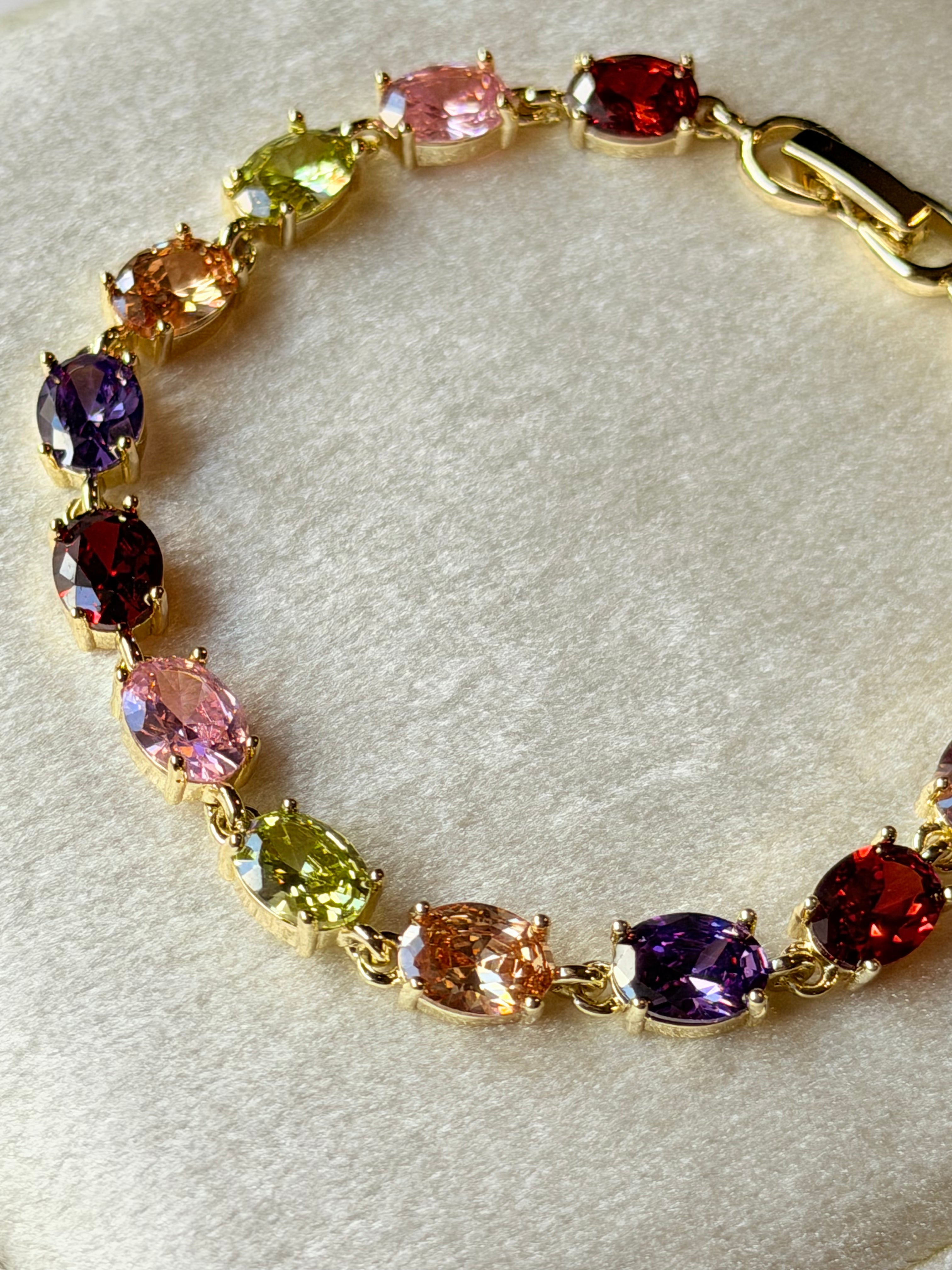 Pulsera tennis ovalada con zirconias multicolor