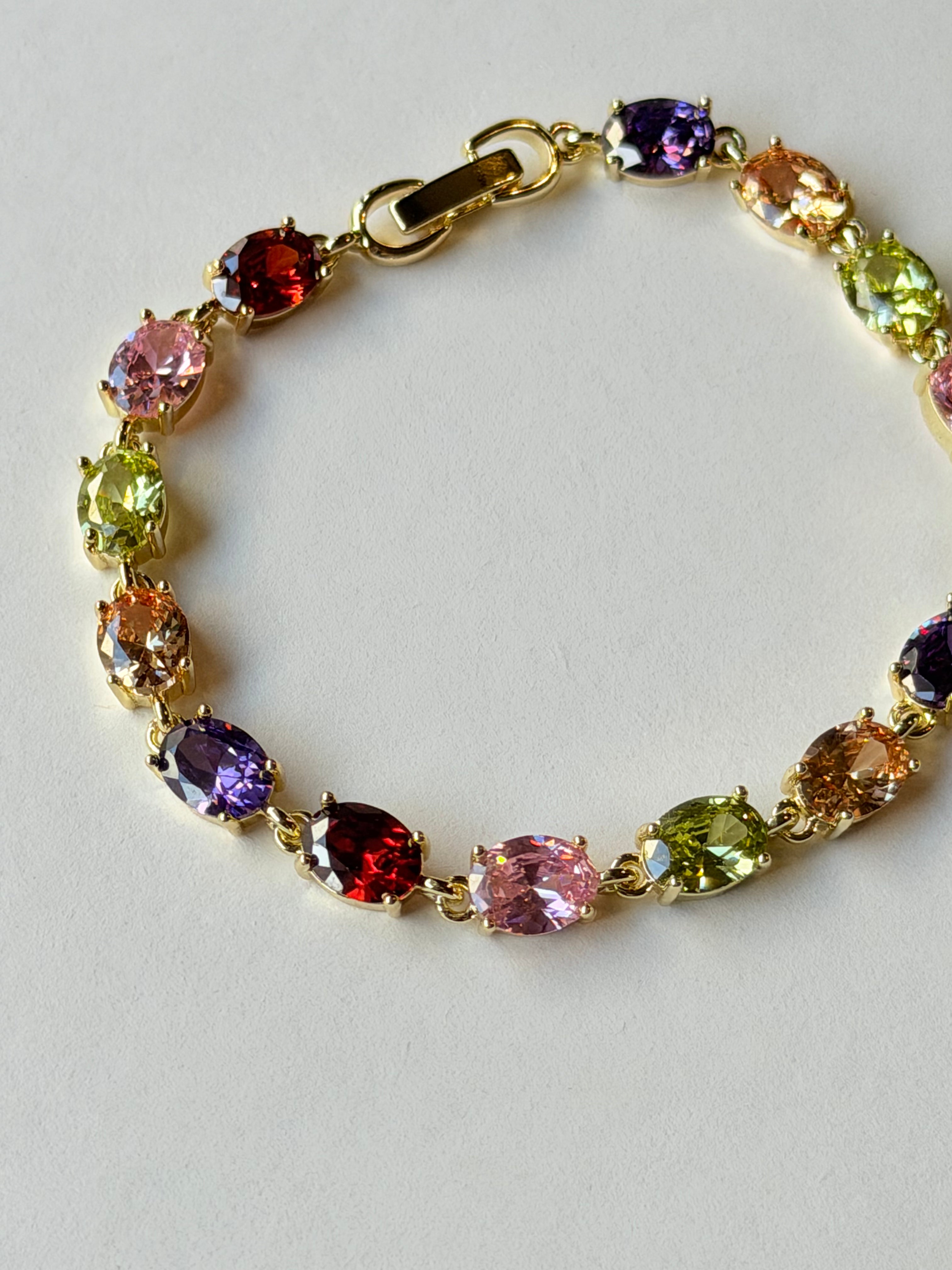 Pulsera tennis ovalada con zirconias multicolor