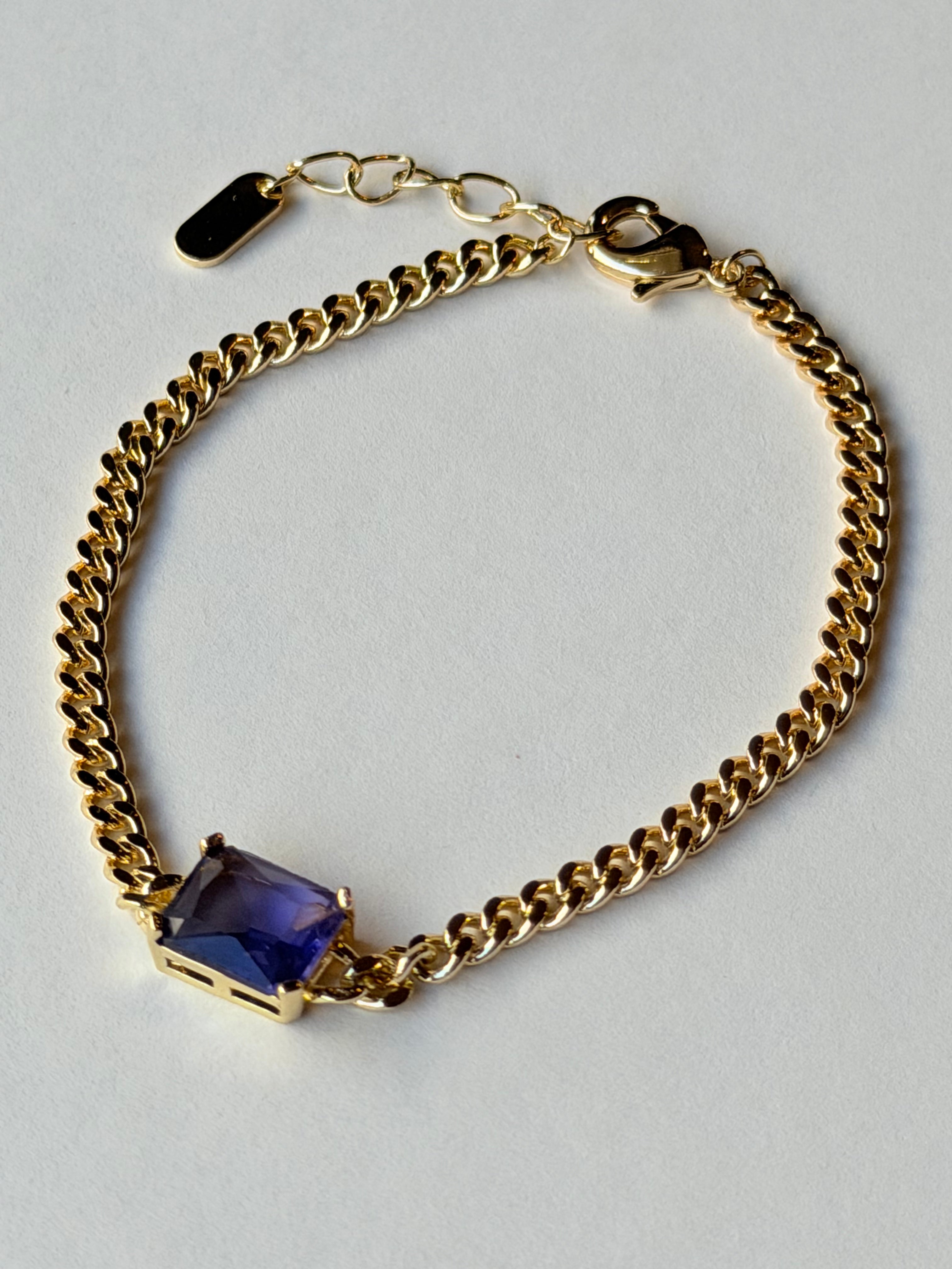 Pulsera de cadena con cristal morado