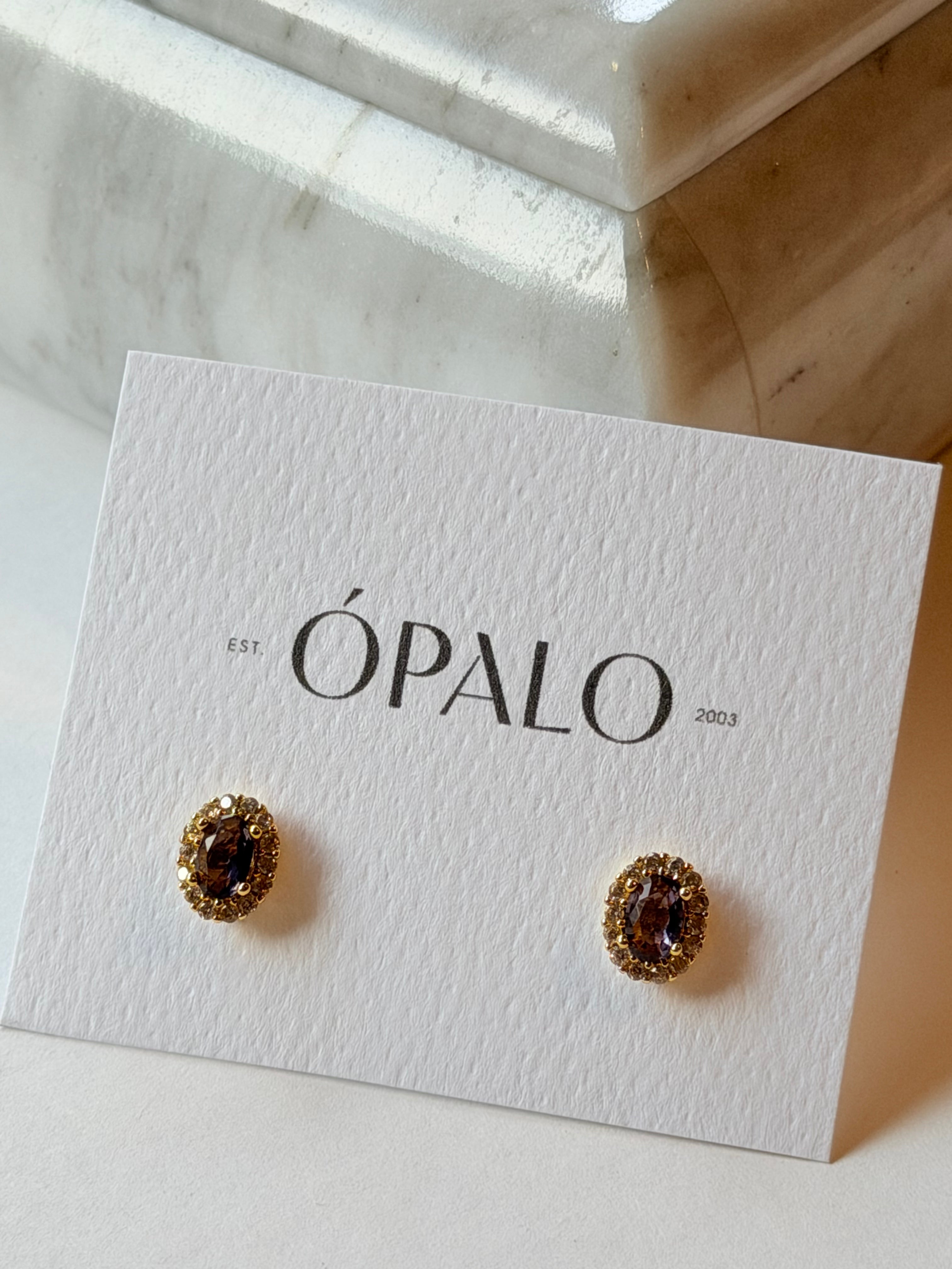 Mini broquel con piedra de cristal y zirconias