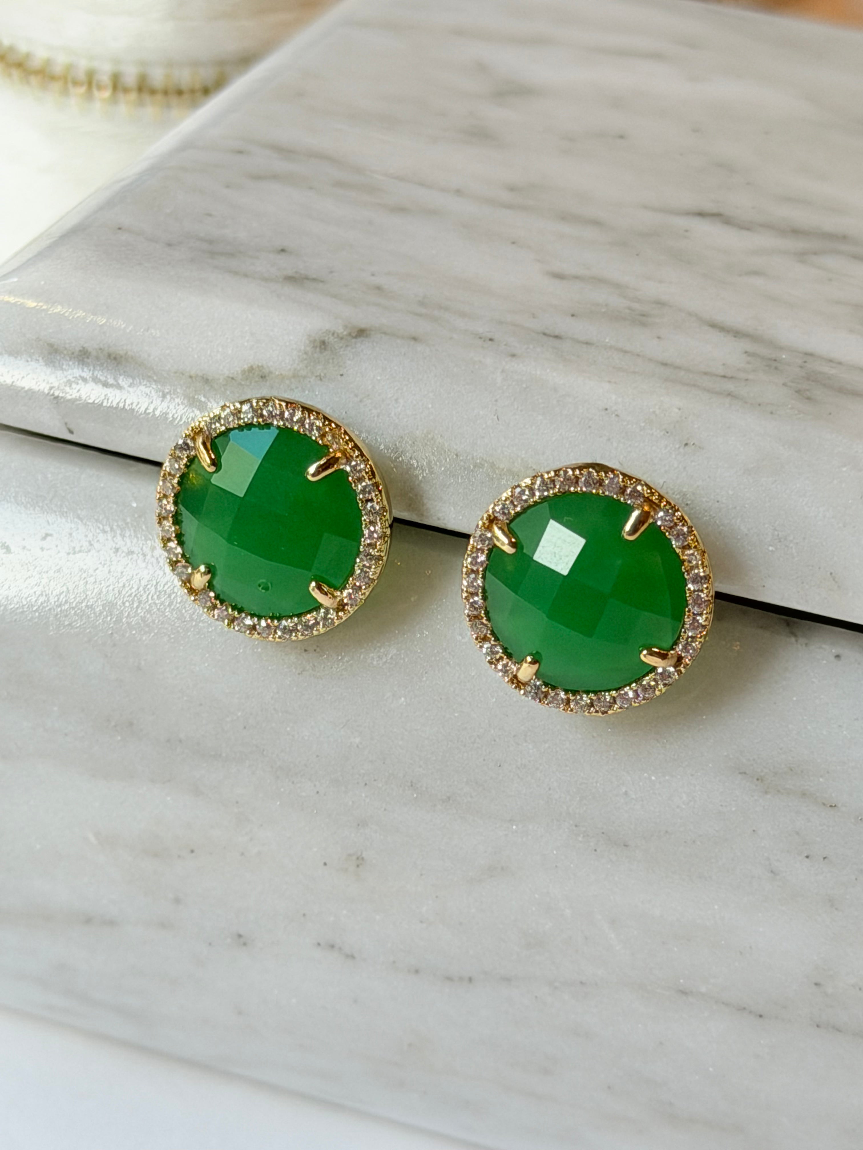 Broquel redondo de cristal con zirconias