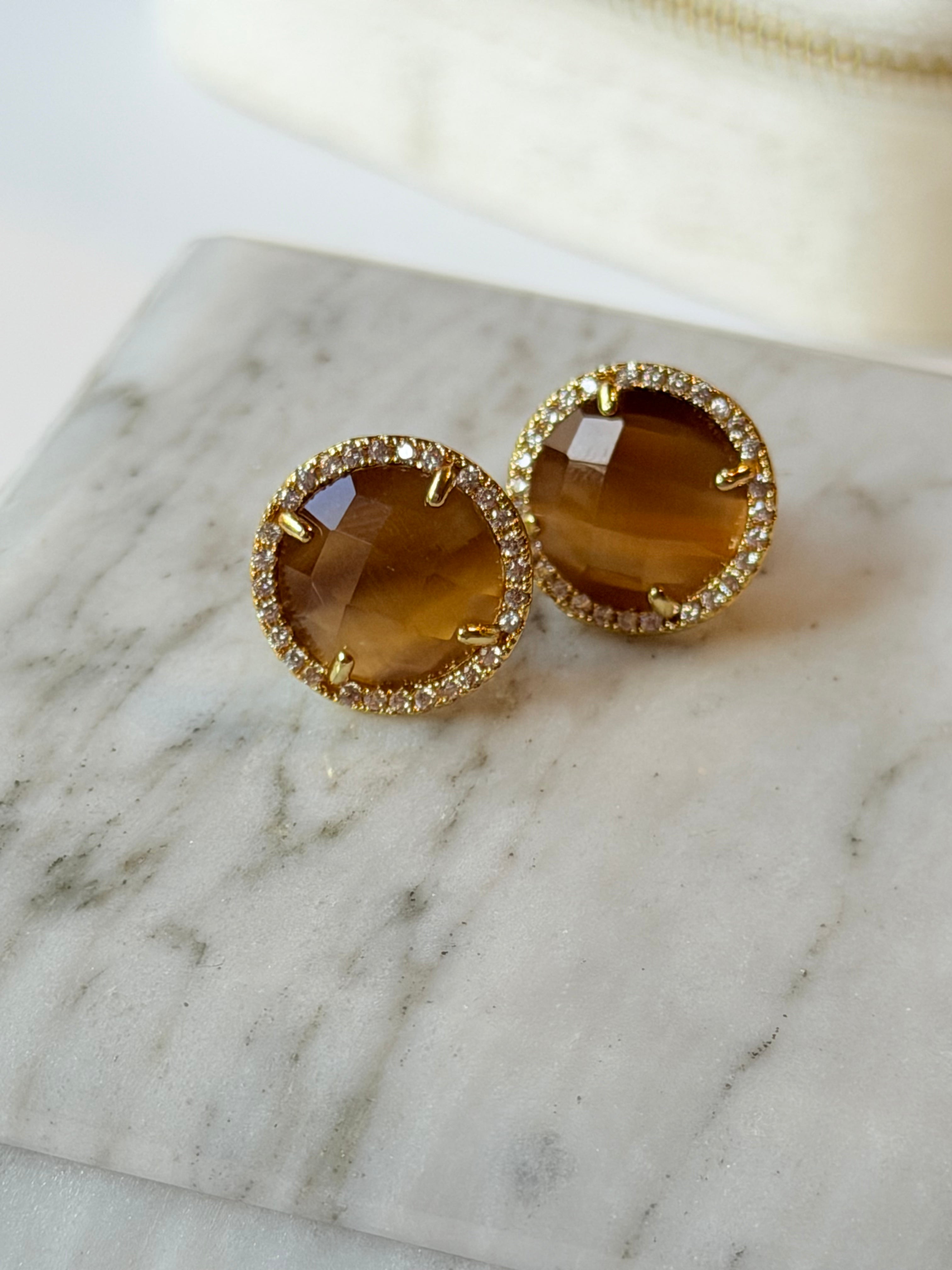 Broquel redondo de cristal con zirconias
