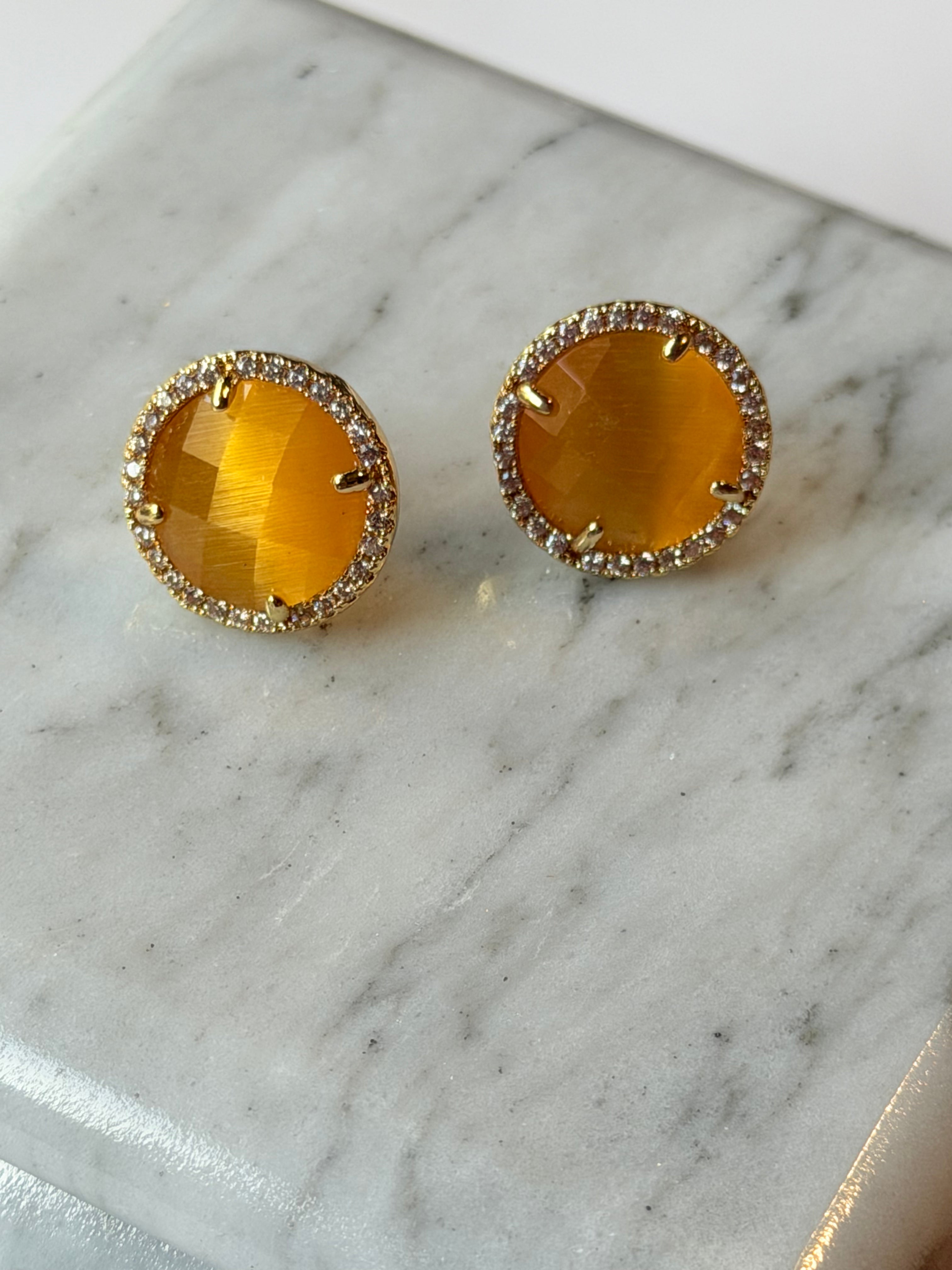 Broquel redondo de cristal con zirconias